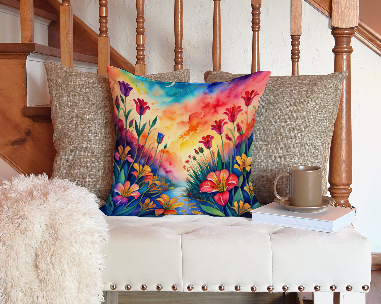 Colorful Alstroemerias Fabric Decorative Pillow