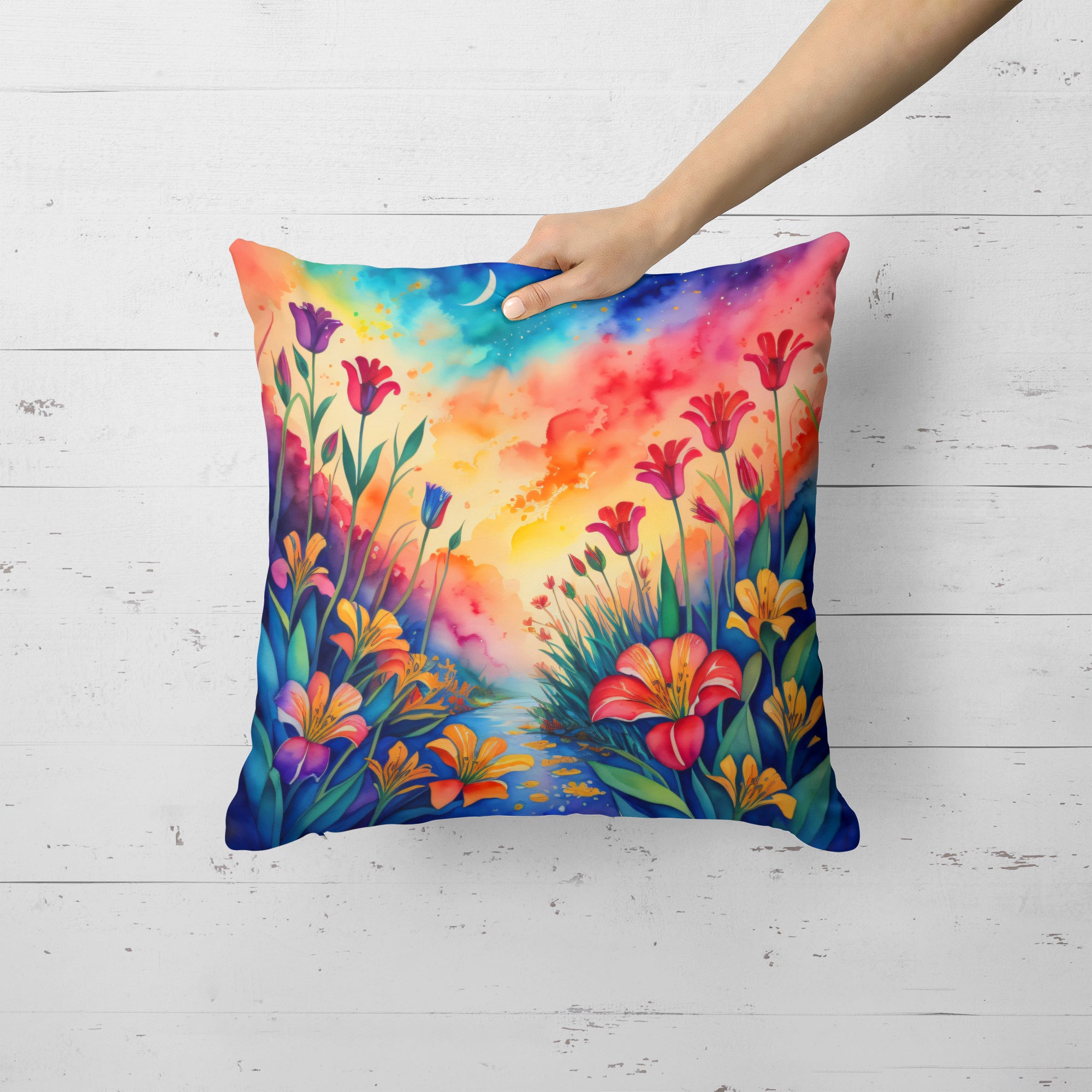 Colorful Alstroemerias Fabric Decorative Pillow
