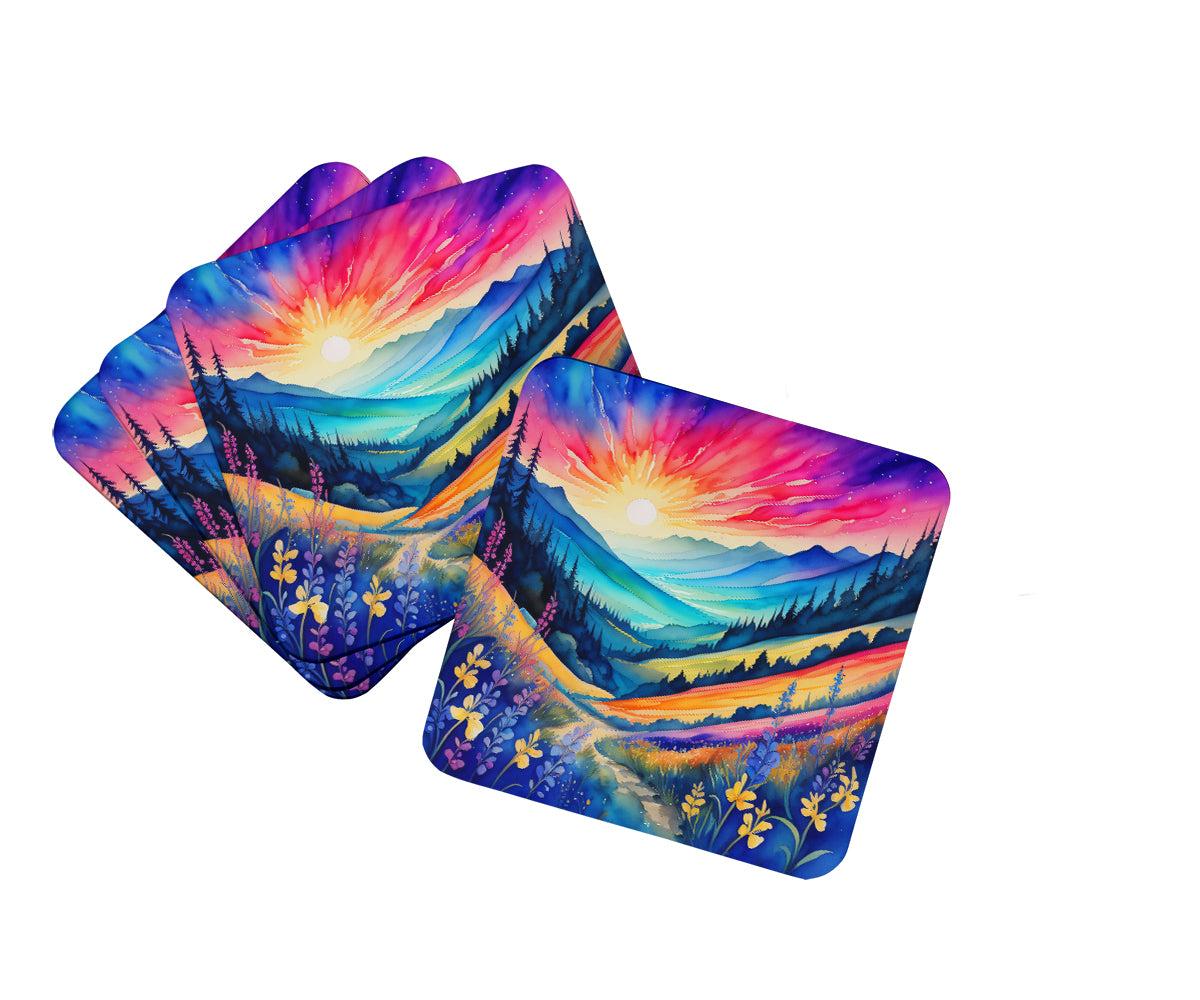 Buy this Colorful Annual Larkspur Foam Coaster Set of 4