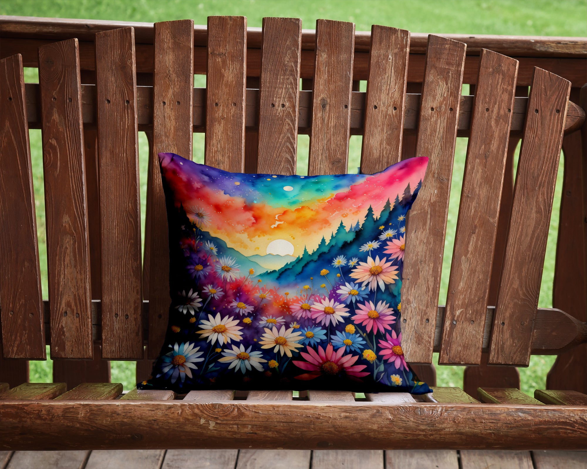 Colorful Asters Fabric Decorative Pillow