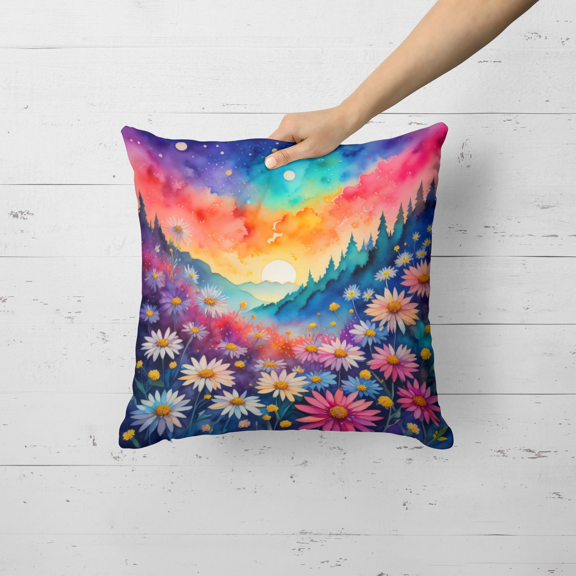 Buy this Colorful Asters Fabric Decorative Pillow