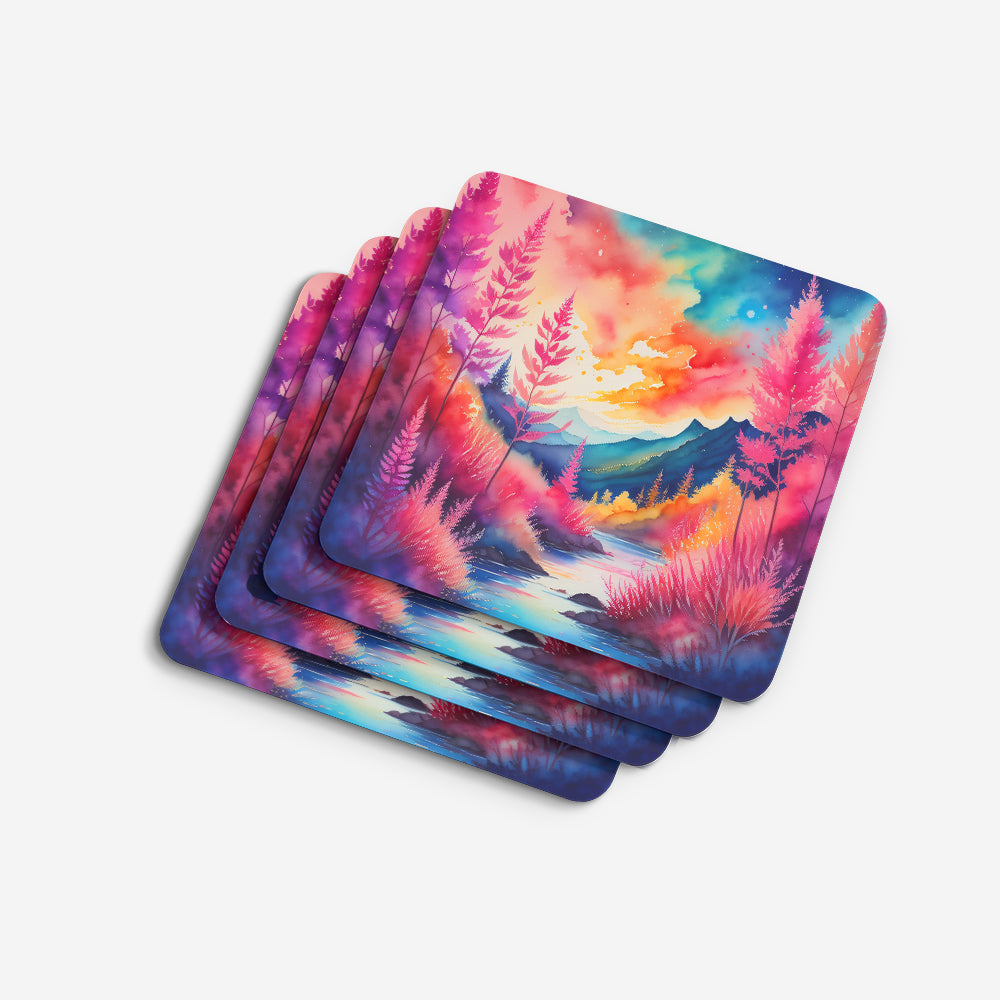 Colorful Astilbe Foam Coaster Set of 4