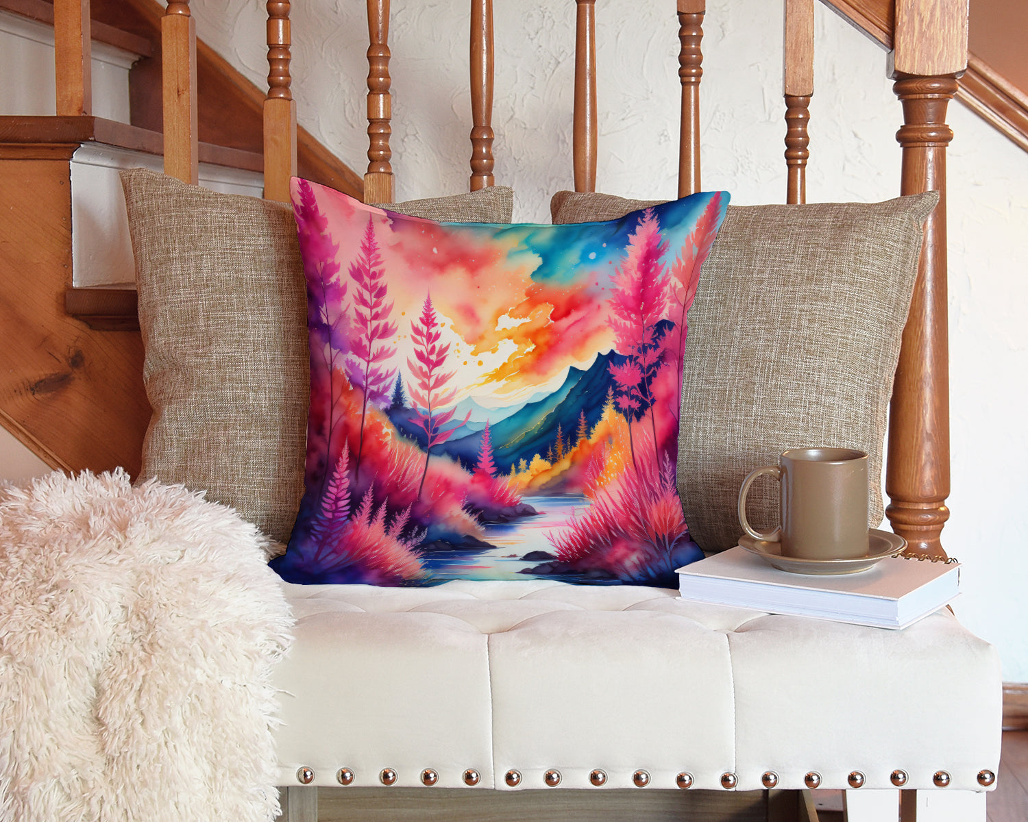 Colorful Astilbe Fabric Decorative Pillow