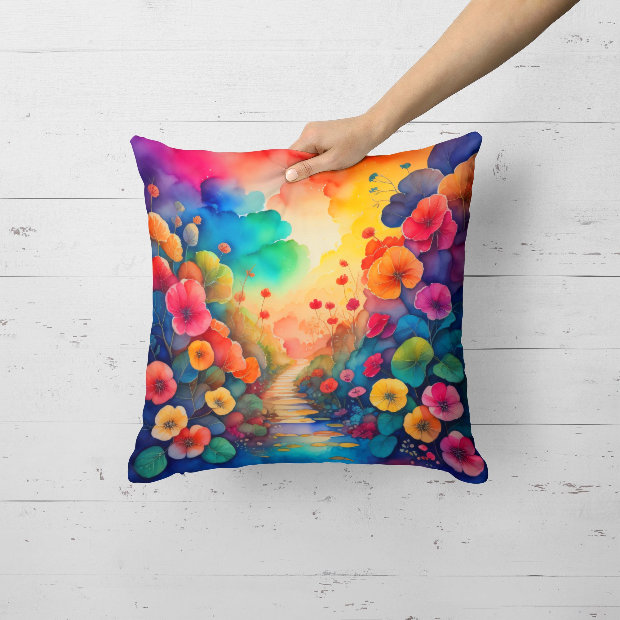 Colorful Begonias Fabric Decorative Pillow