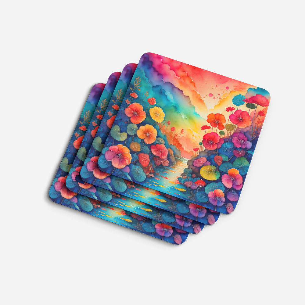Colorful Begonias Foam Coaster Set of 4