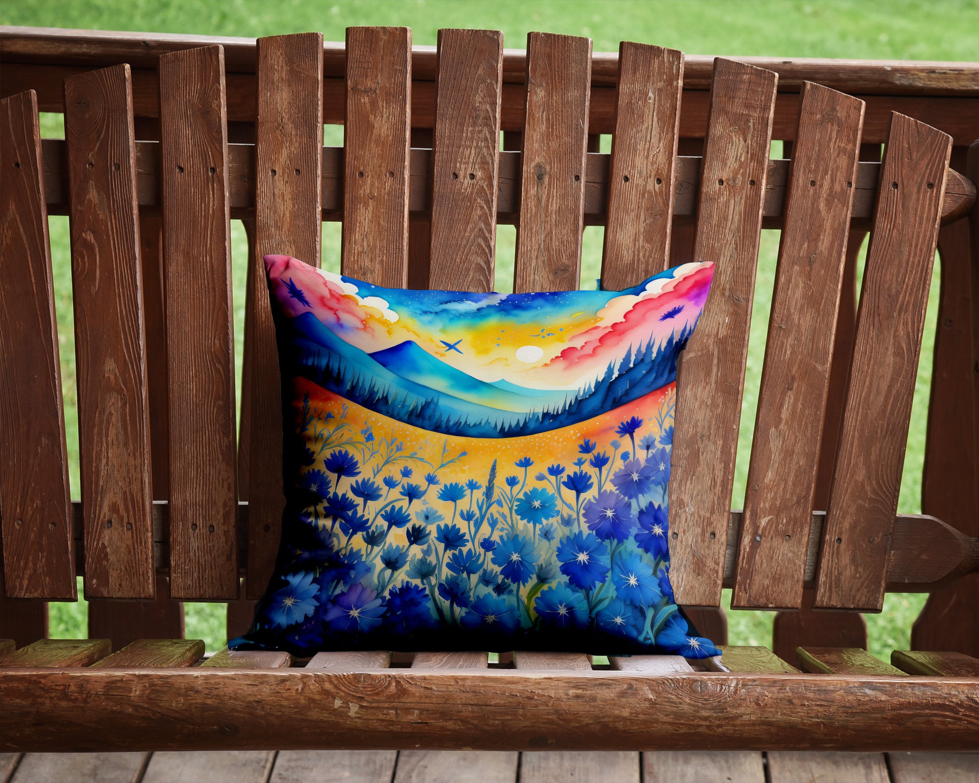 Buy this Colorful Blue Cornflowers Fabric Decorative Pillow