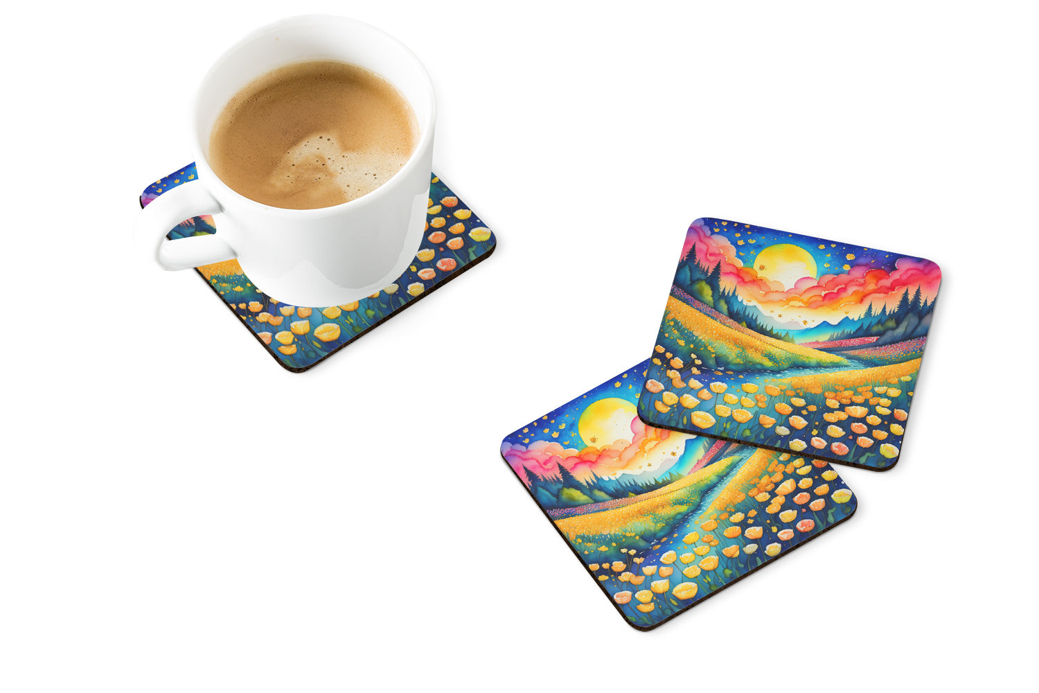 Buy this Colorful Buttercups Foam Coaster Set of 4