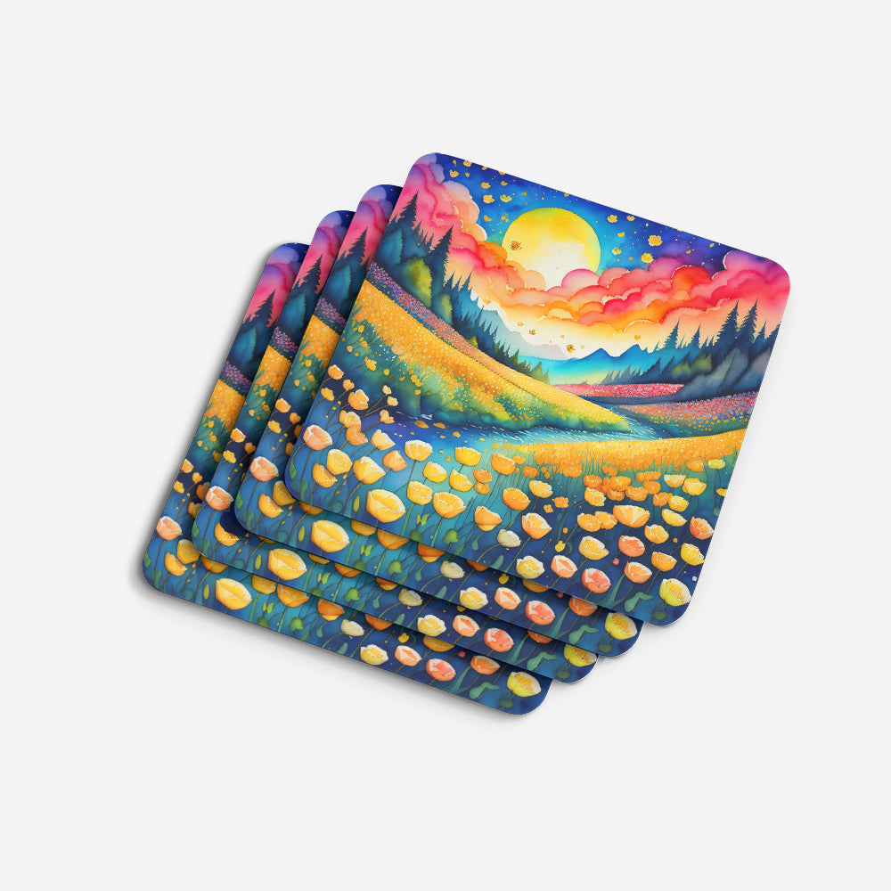 Colorful Buttercups Foam Coaster Set of 4
