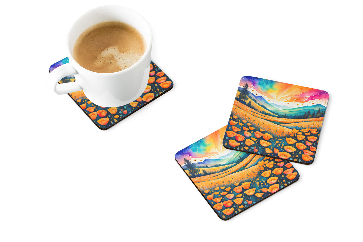 Buy this Colorful California poppies Foam Coaster Set of 4