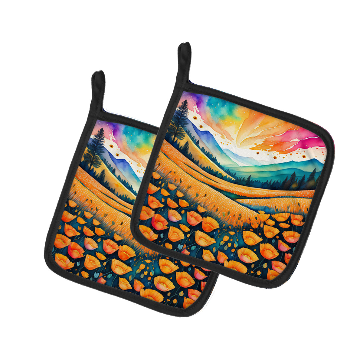 Buy this Colorful California poppies Pair of Pot Holders