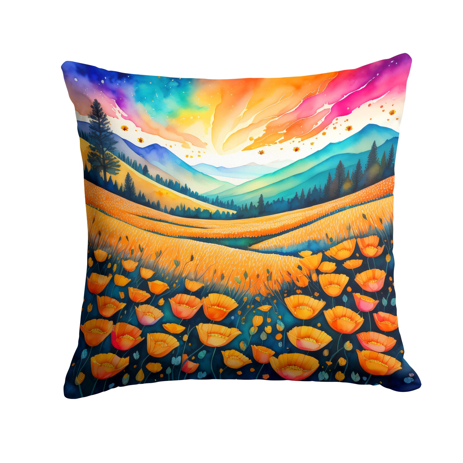 Buy this Colorful California poppies Fabric Decorative Pillow