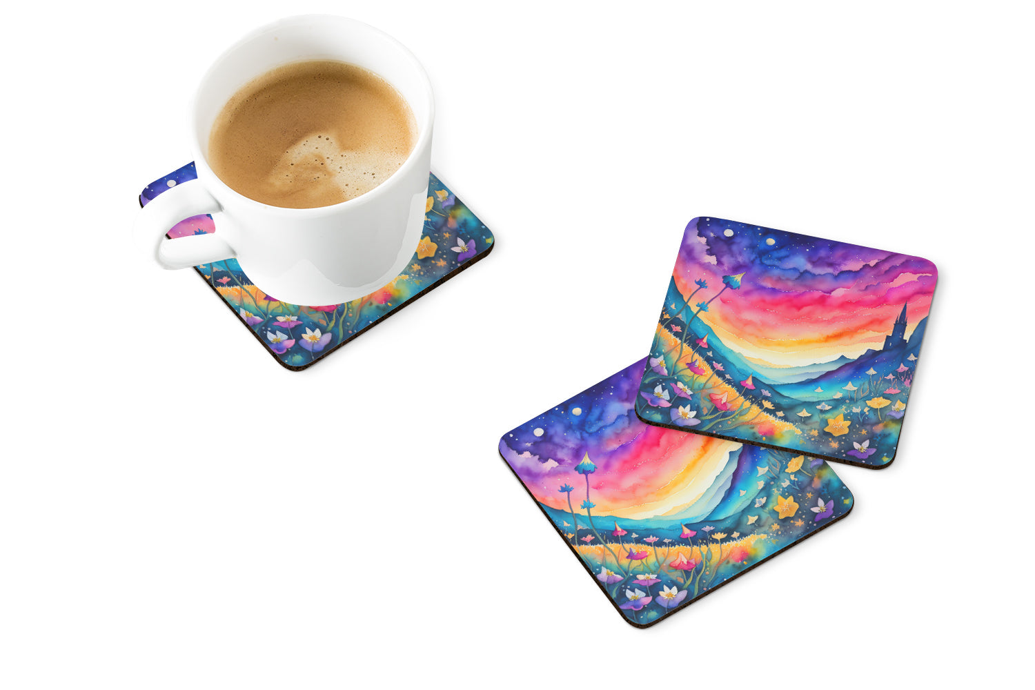 Buy this Colorful Campanula Foam Coaster Set of 4