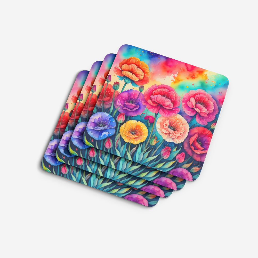 Colorful Carnations Foam Coaster Set of 4