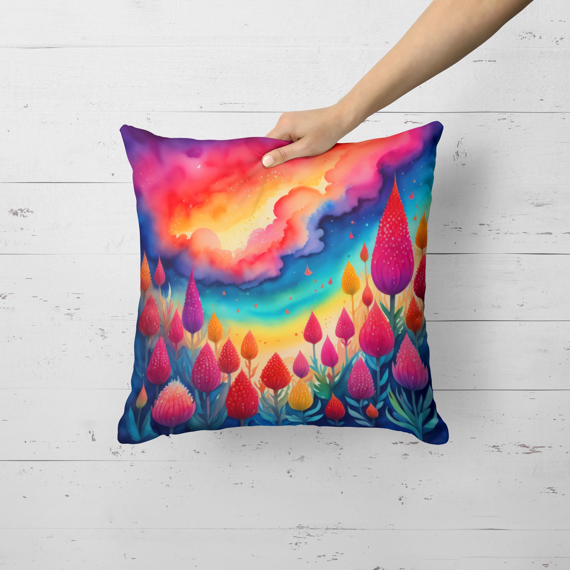 Colorful Celosia Fabric Decorative Pillow
