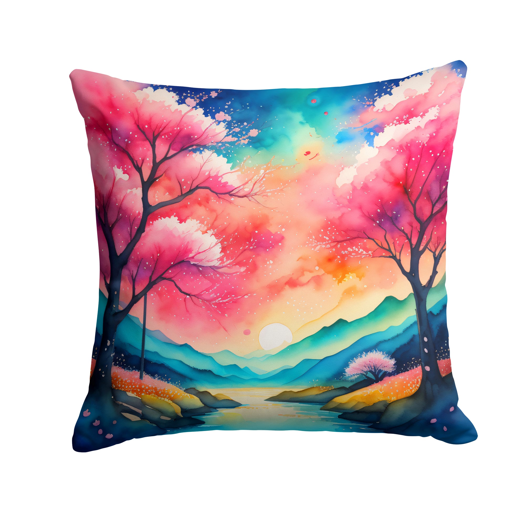 Buy this Colorful Cherry Blossoms Fabric Decorative Pillow