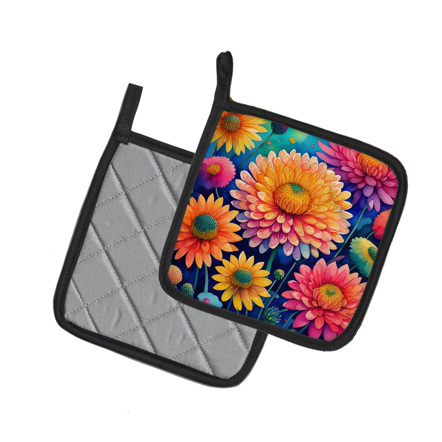 Colorful Chrysanthemums Pair of Pot Holders