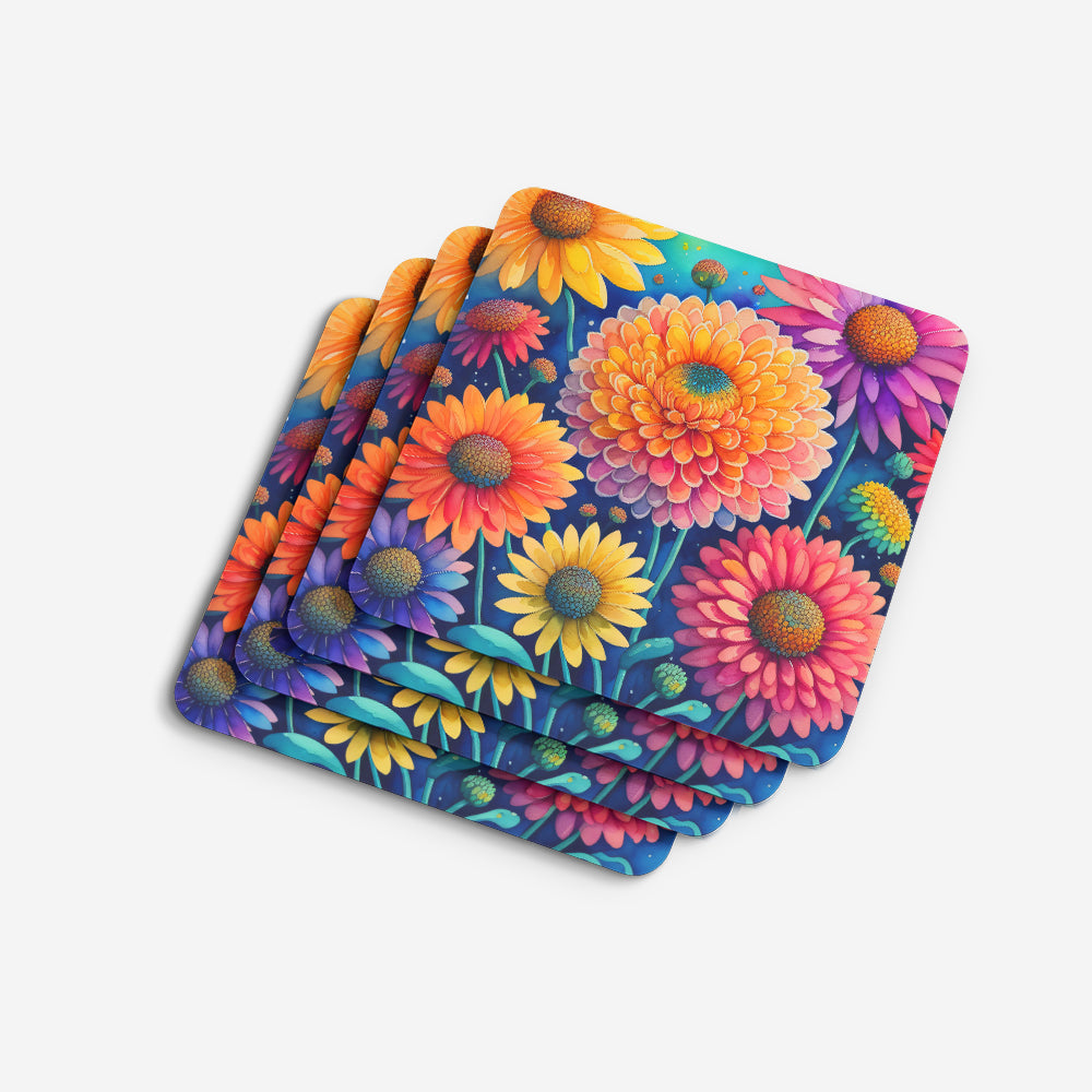 Colorful Chrysanthemums Foam Coaster Set of 4