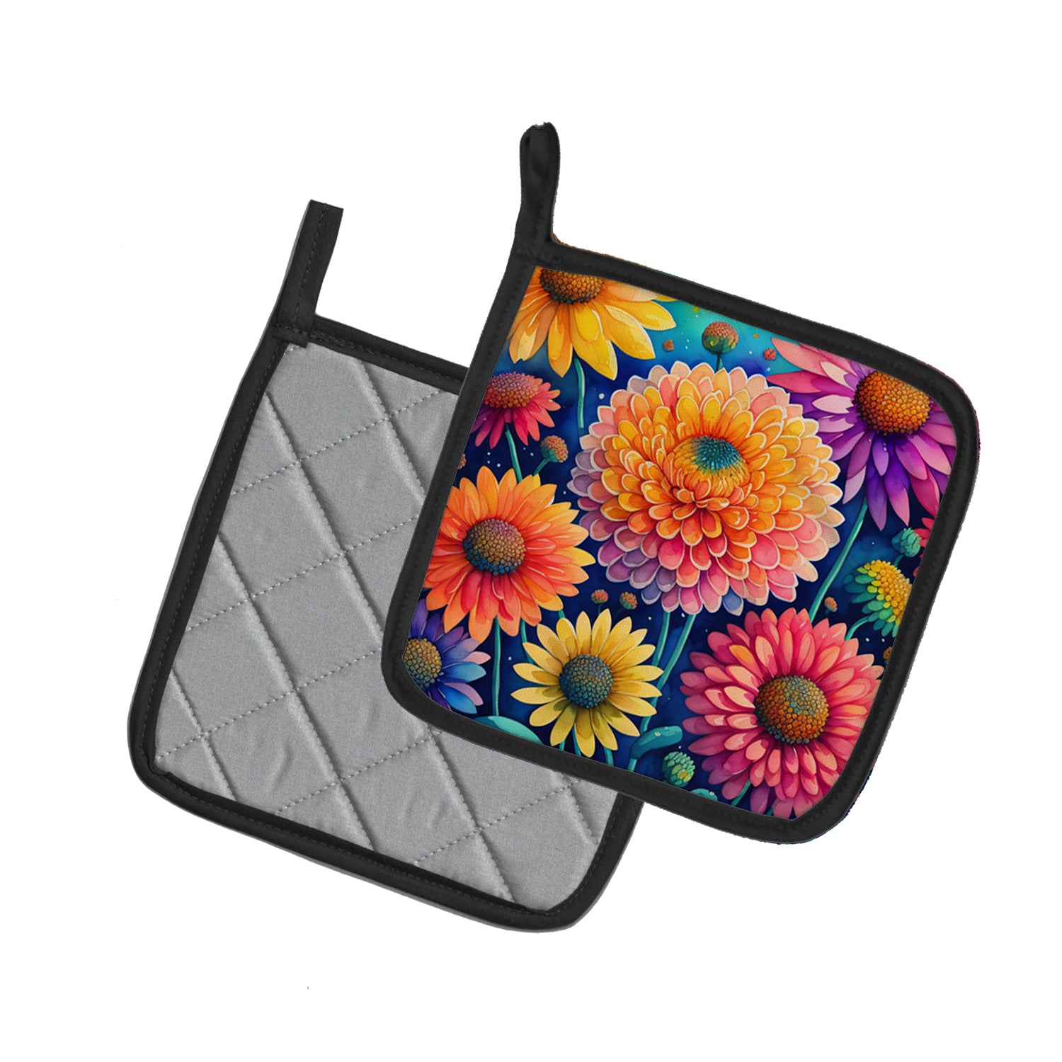 Colorful Chrysanthemums Pair of Pot Holders