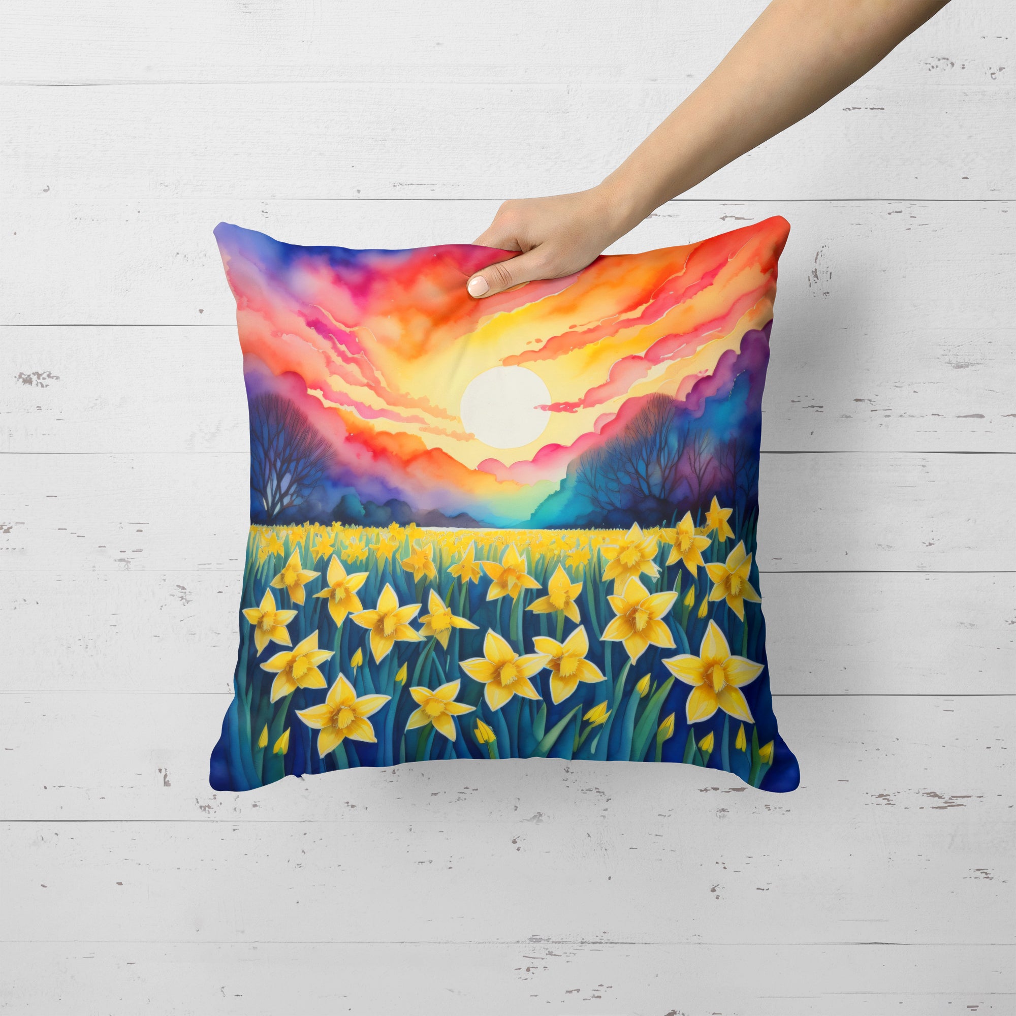 Buy this Colorful Daffodils Fabric Decorative Pillow