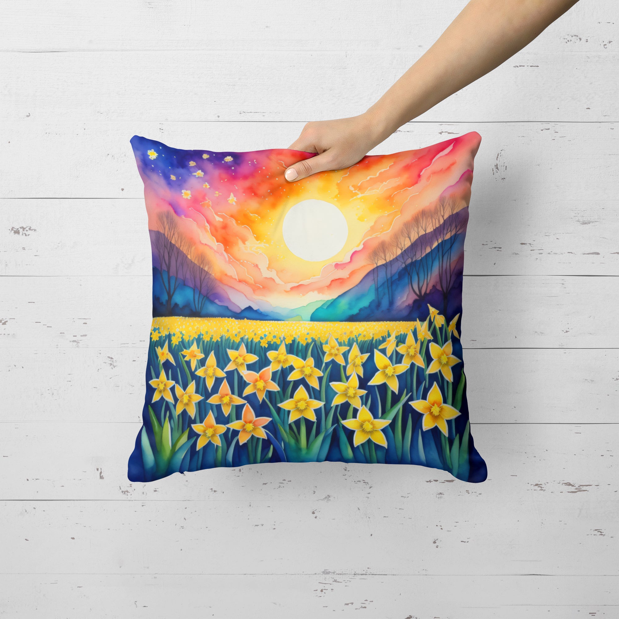 Buy this Colorful Daffodils Fabric Decorative Pillow