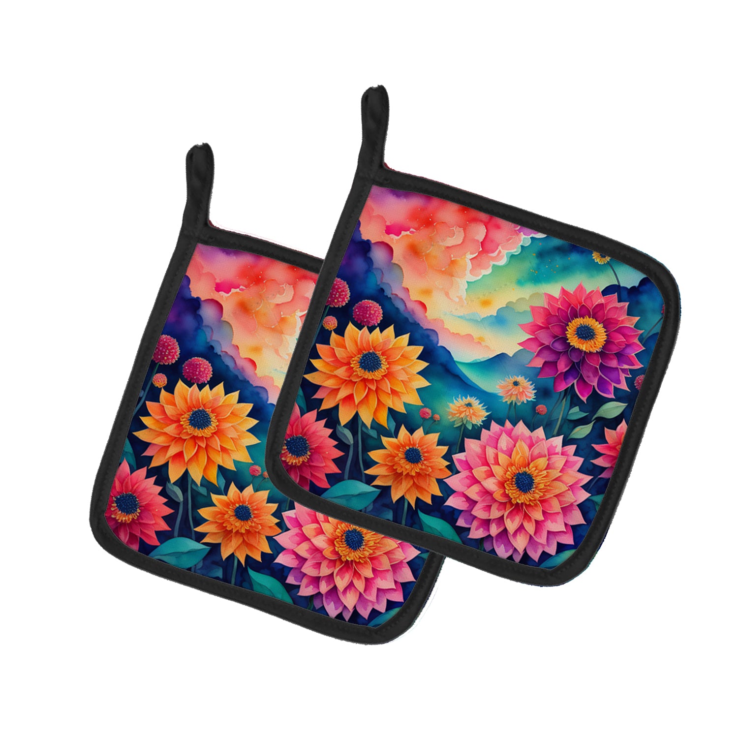 Buy this Colorful Dahlias Pair of Pot Holders