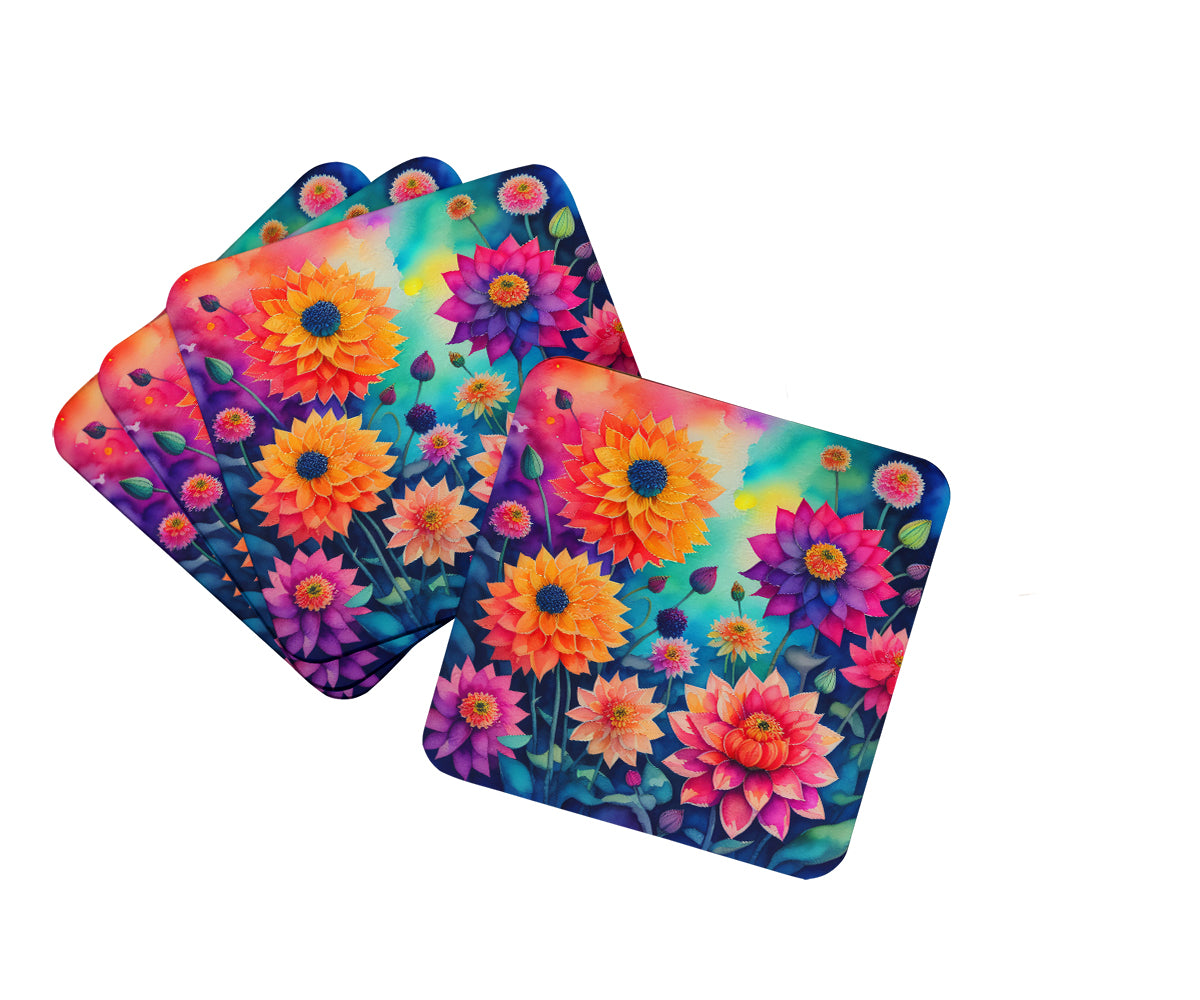 Buy this Colorful Dahlias Foam Coaster Set of 4