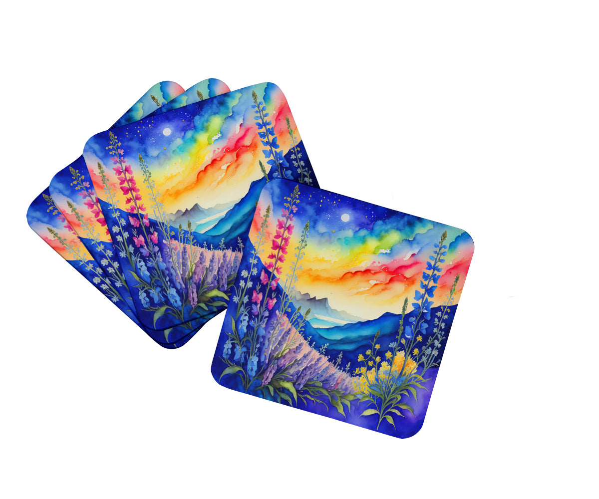 Buy this Colorful Delphinium Foam Coaster Set of 4