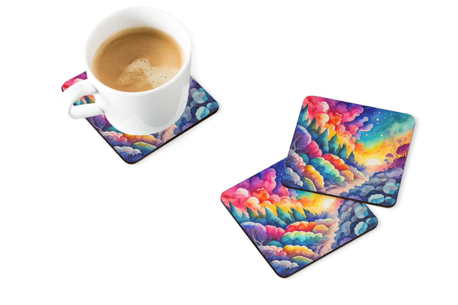 Buy this Colorful Dusty Miller Foam Coaster Set of 4