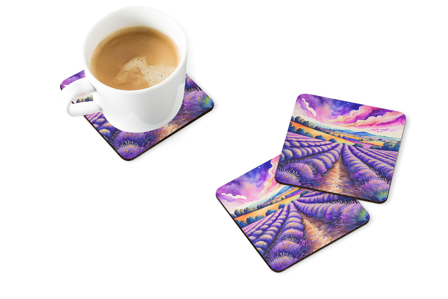 Buy this Colorful English Lavender Foam Coaster Set of 4