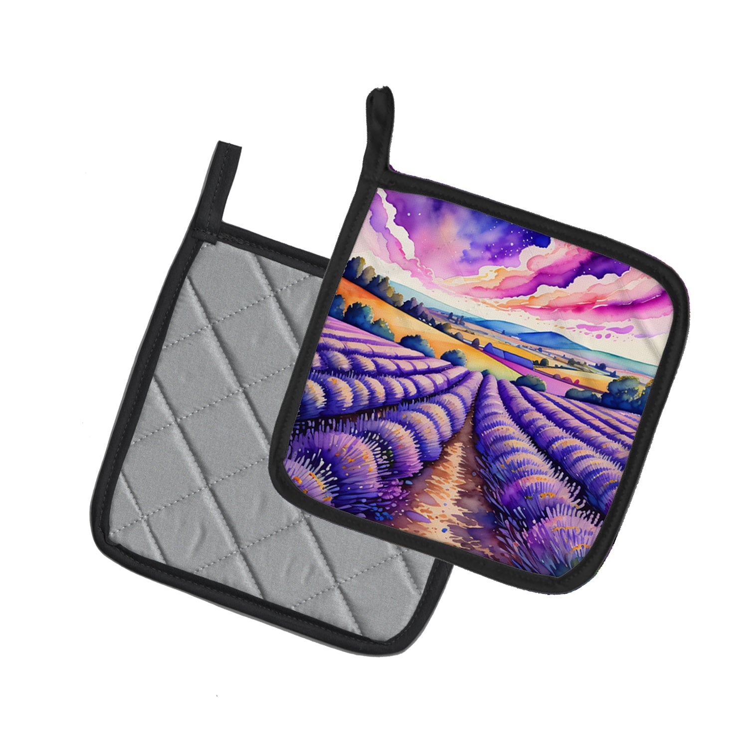 Colorful English Lavender Pair of Pot Holders