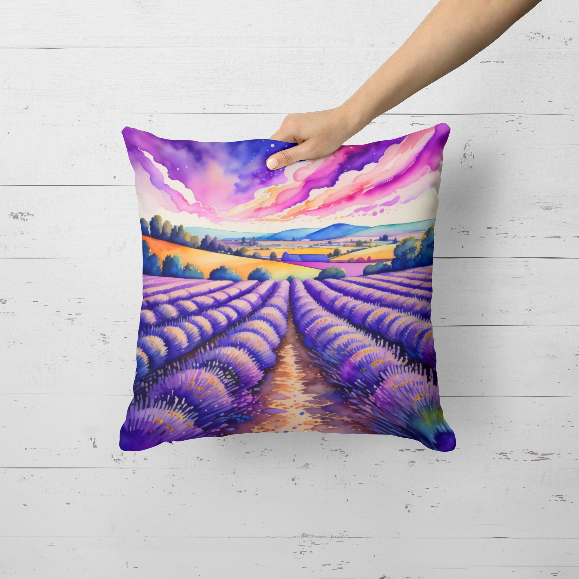 Colorful English Lavender Fabric Decorative Pillow