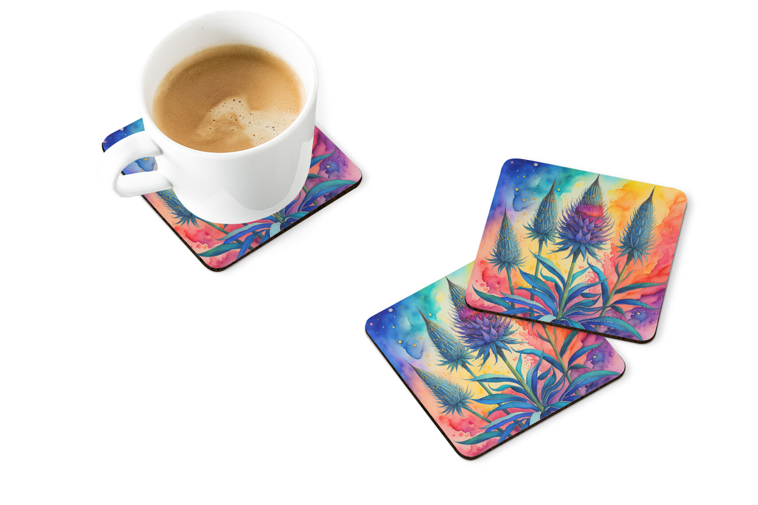 Buy this Colorful Eryngium Foam Coaster Set of 4