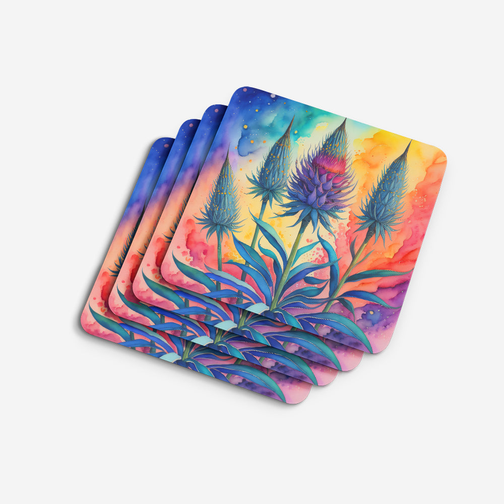 Colorful Eryngium Foam Coaster Set of 4