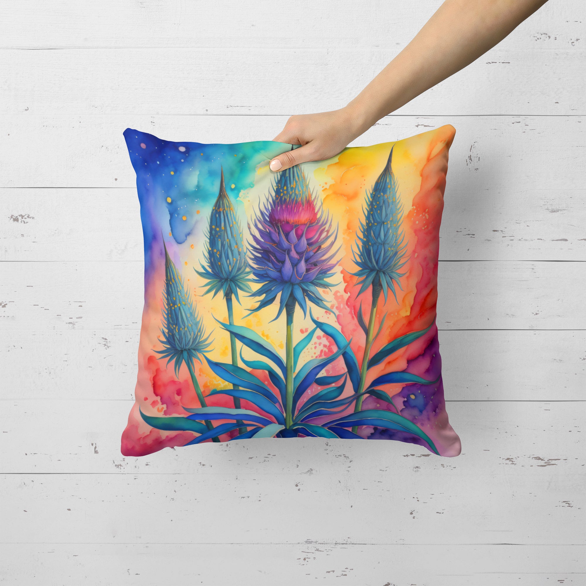 Colorful Eryngium Fabric Decorative Pillow