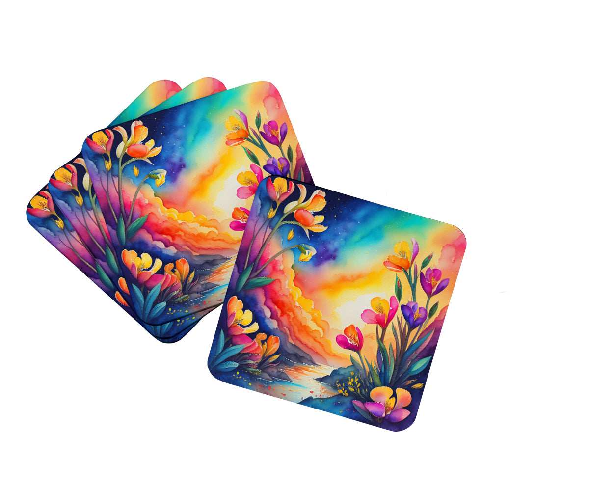 Buy this Colorful Freesia Foam Coaster Set of 4