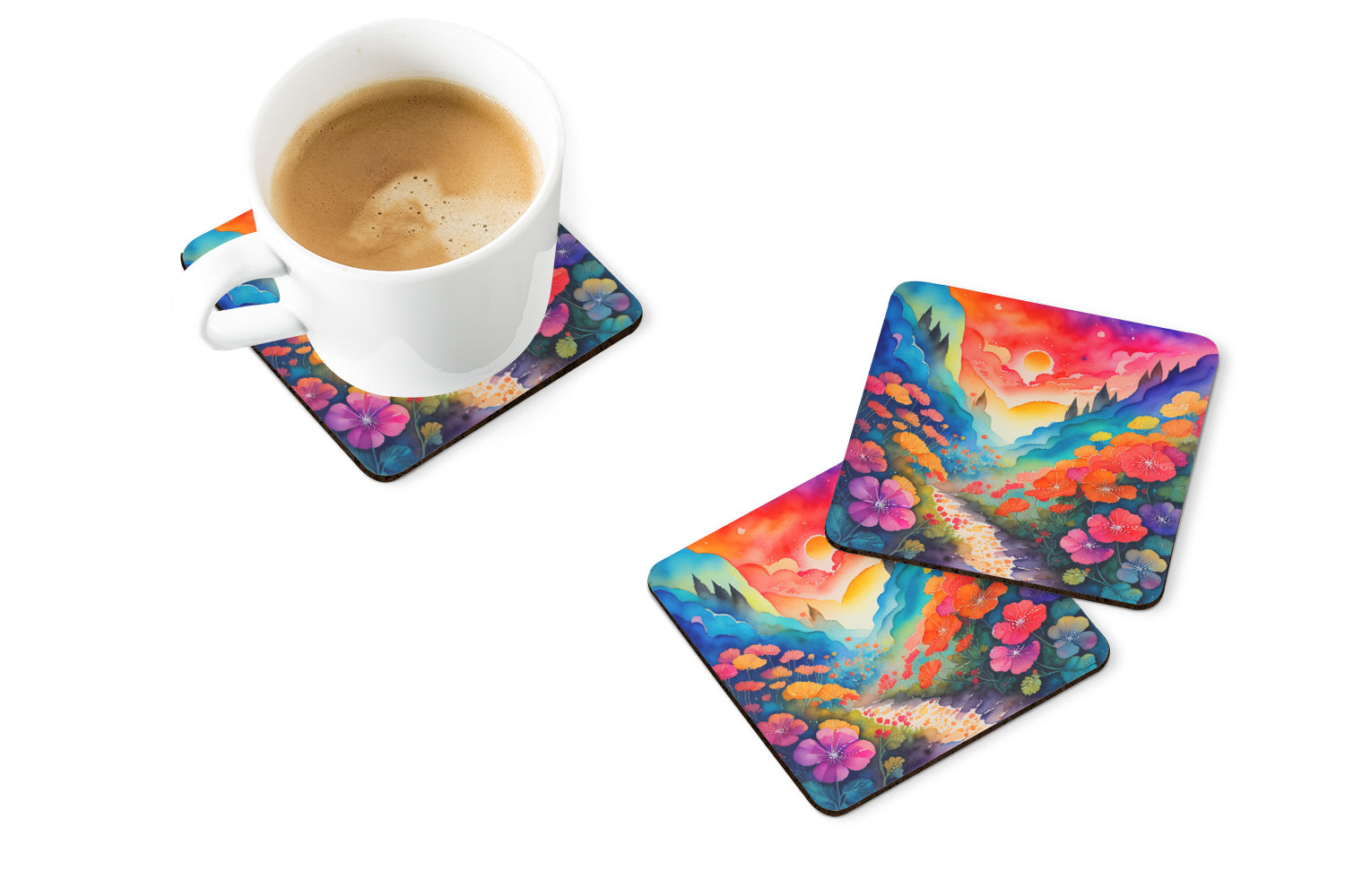 Buy this Colorful Geraniums Foam Coaster Set of 4