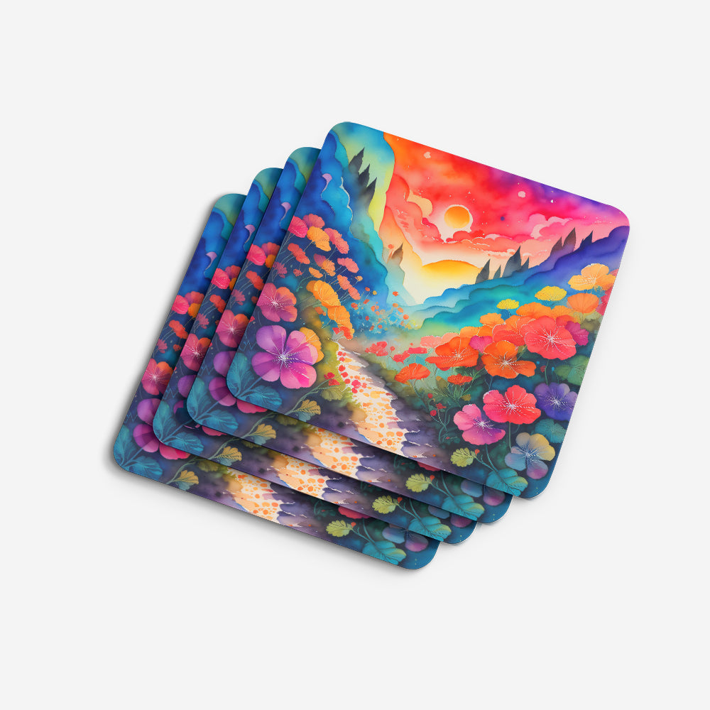Colorful Geraniums Foam Coaster Set of 4