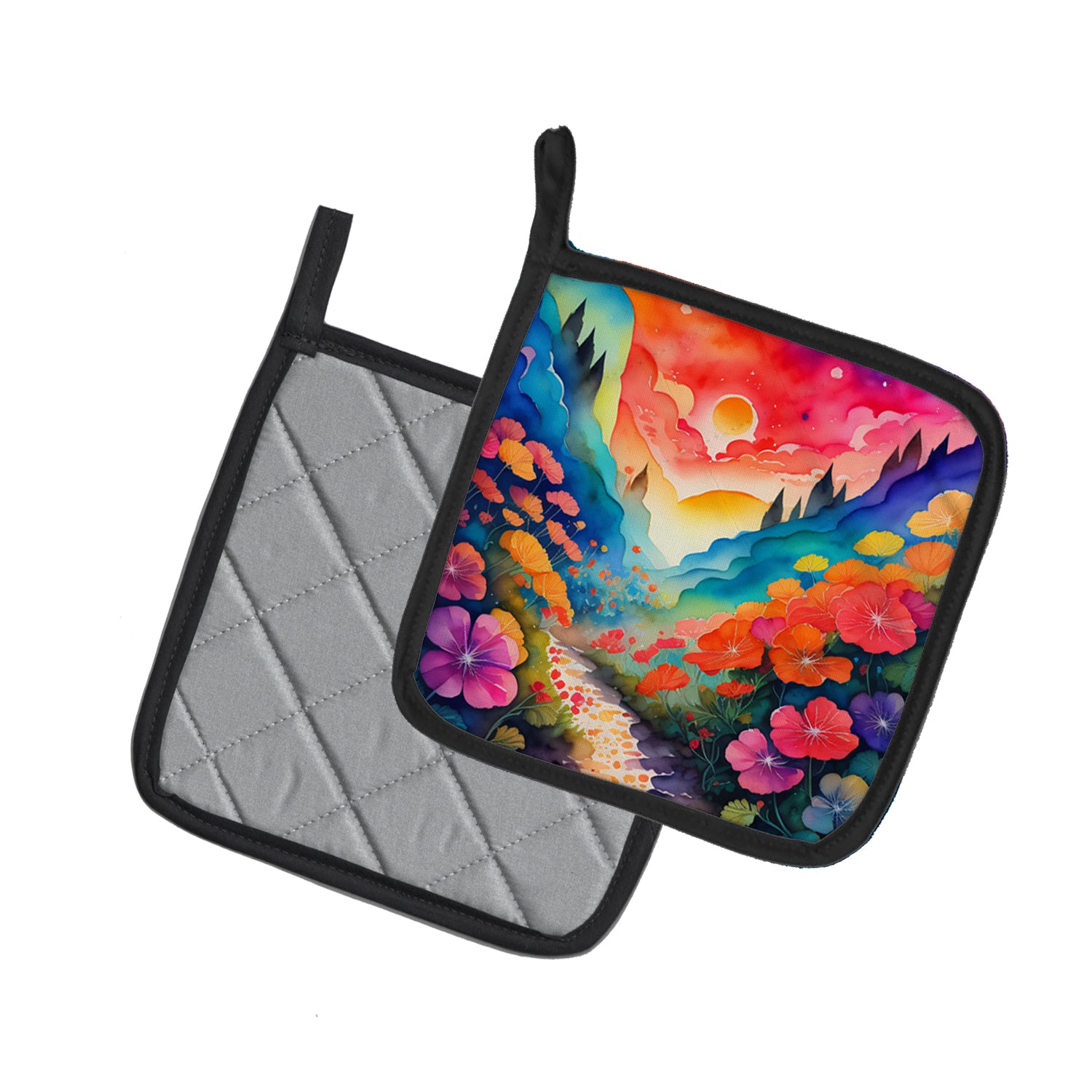 Caroline's Treasures Colorful Geraniums Pot Holders - Set of 2 Decorative Kitchen Helpers | Made in the USA