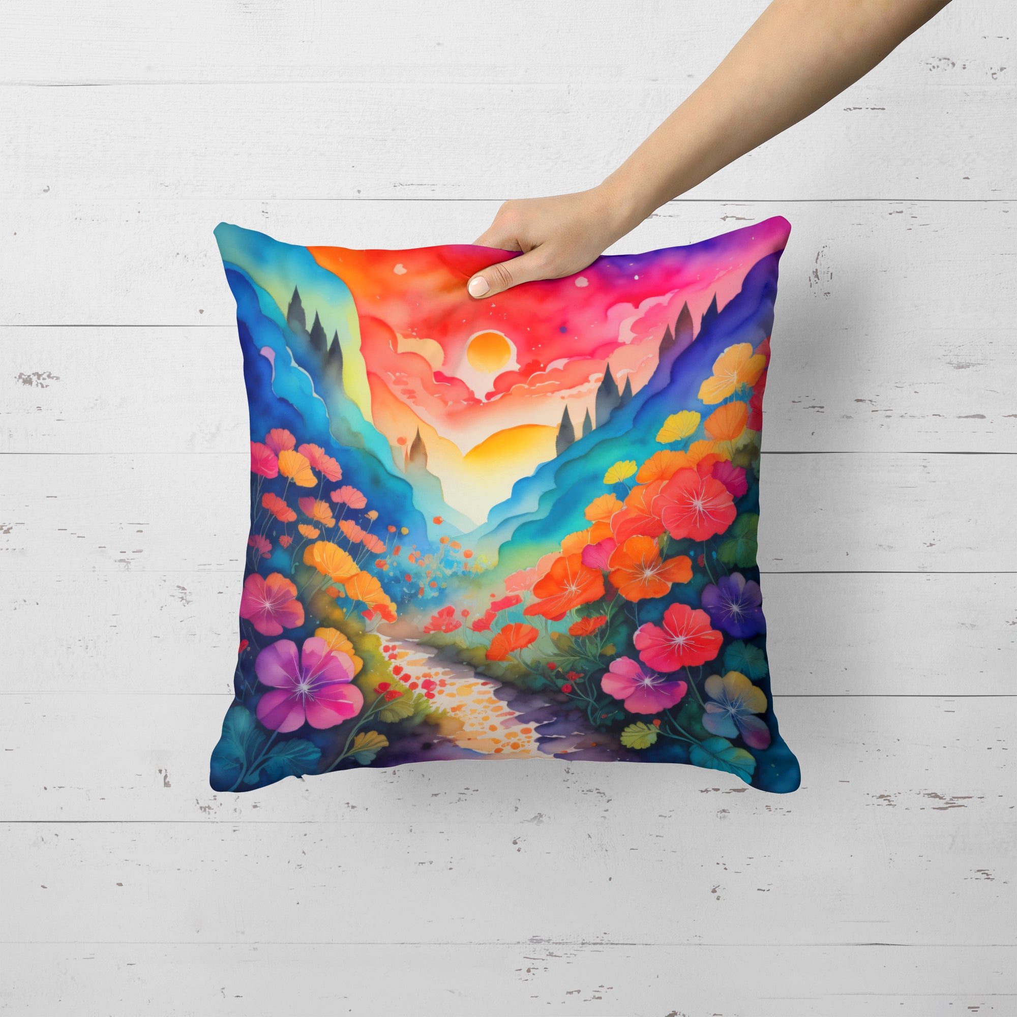 Colorful Geraniums Fabric Decorative Pillow