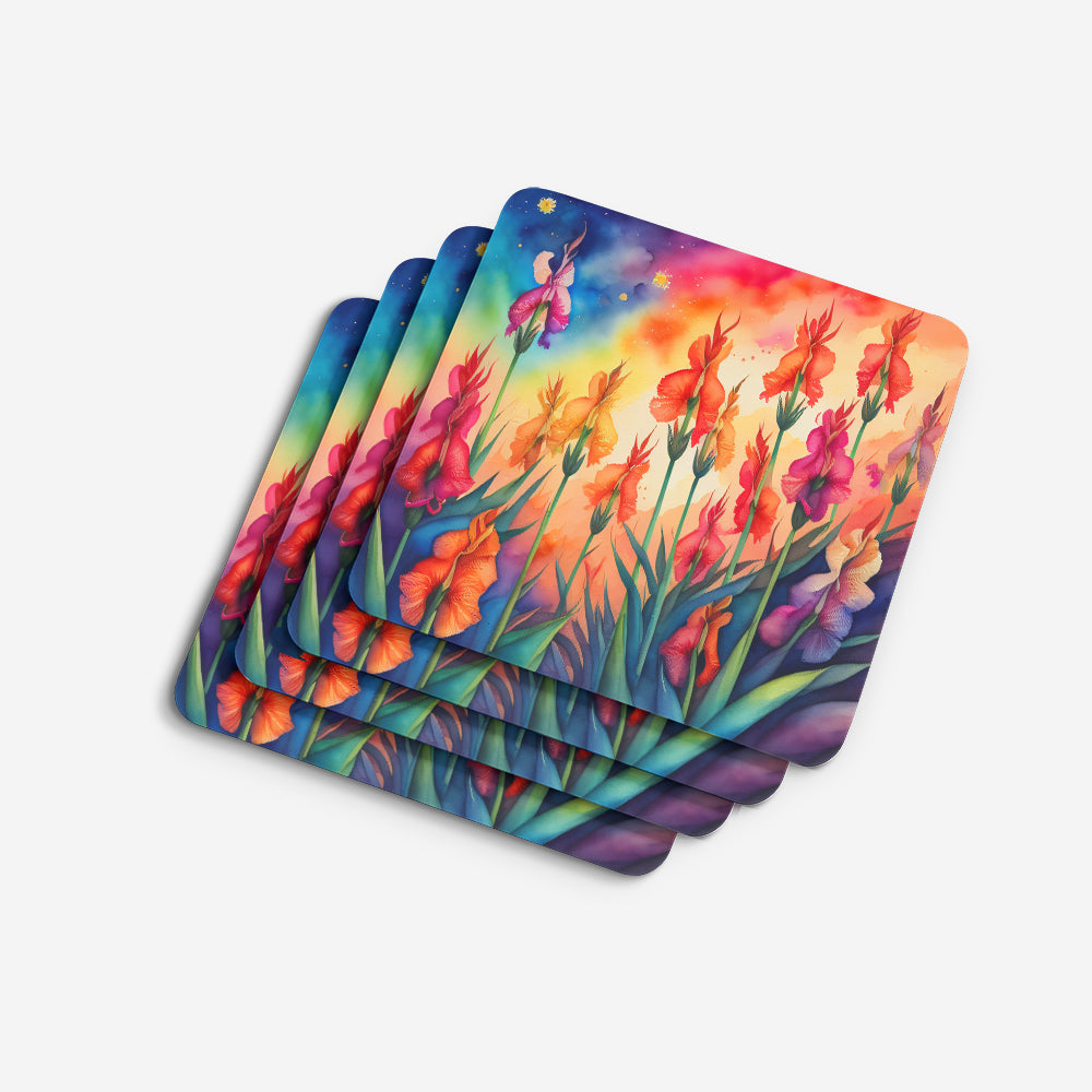 Colorful Gladiolus Foam Coaster Set of 4
