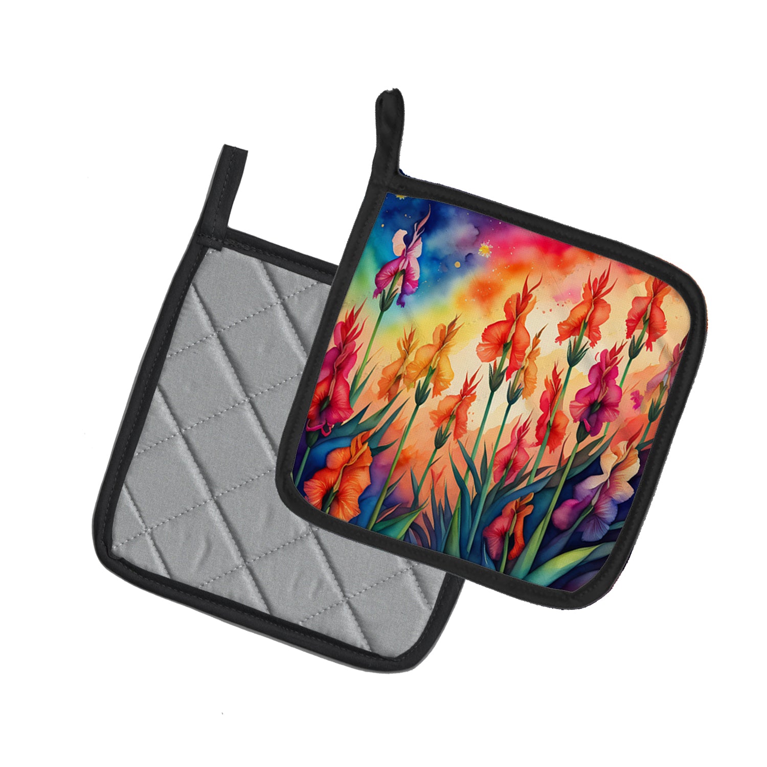 Colorful Gladiolus Pair of Pot Holders
