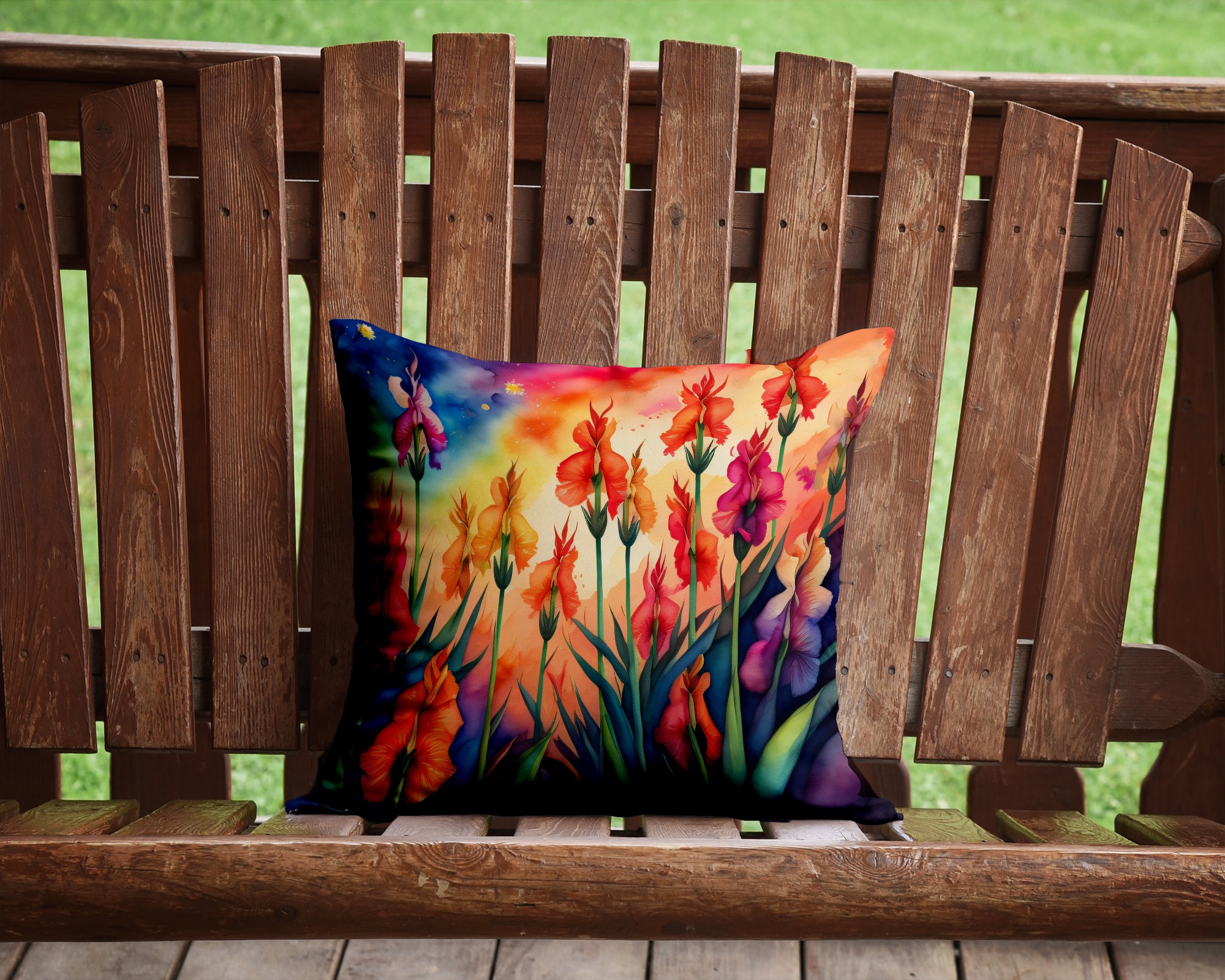 Colorful Gladiolus Fabric Decorative Pillow