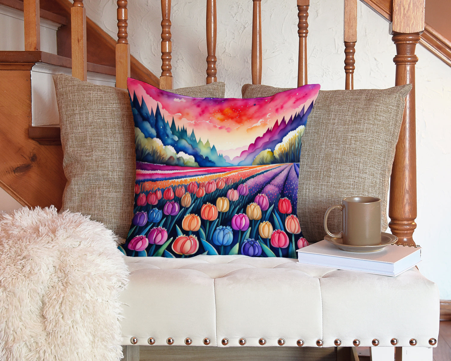 Colorful Hyacinths Fabric Decorative Pillow