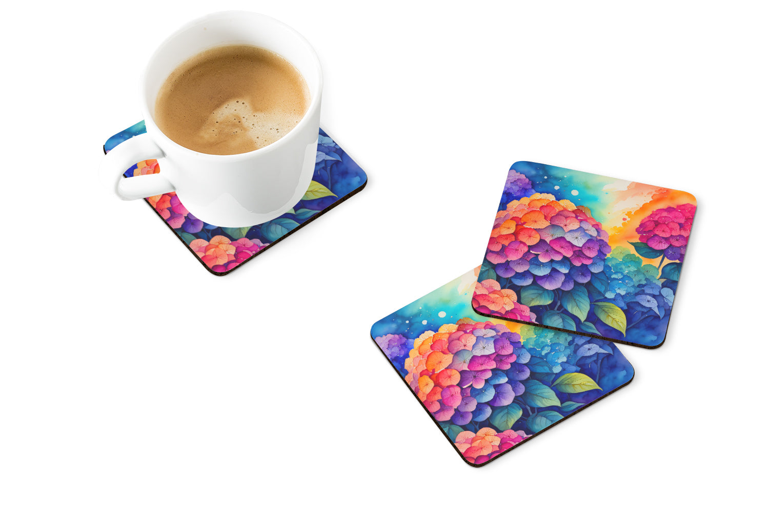 Buy this Colorful Hydrangeas Foam Coaster Set of 4