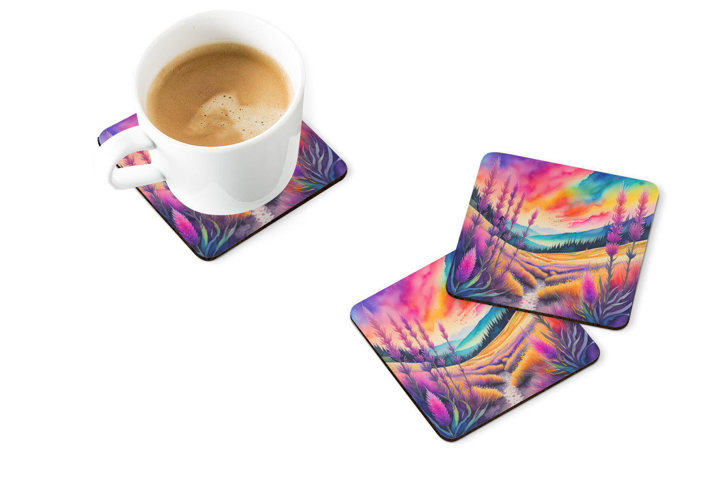 Colorful Liatris Foam Coaster Set of 4