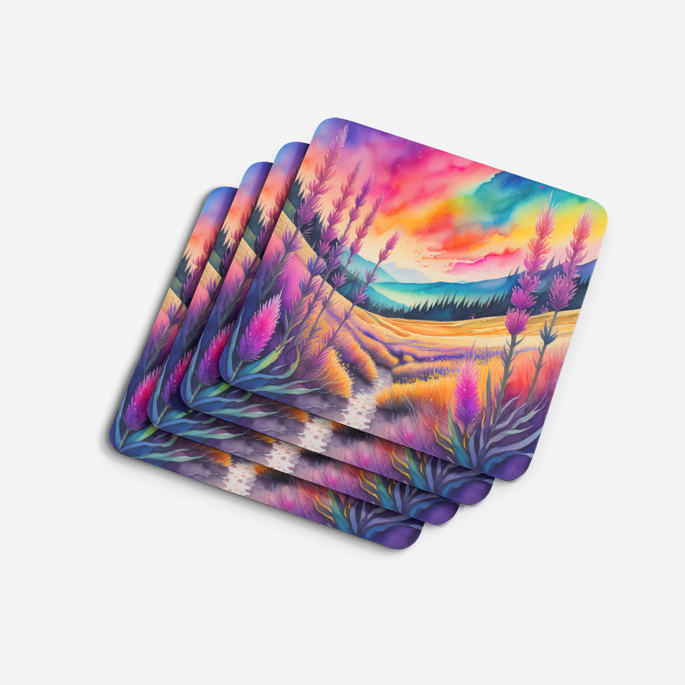 Colorful Liatris Foam Coaster Set of 4