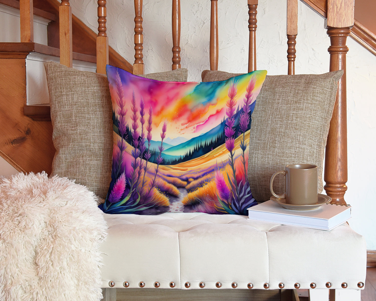 Colorful Liatris Fabric Decorative Pillow