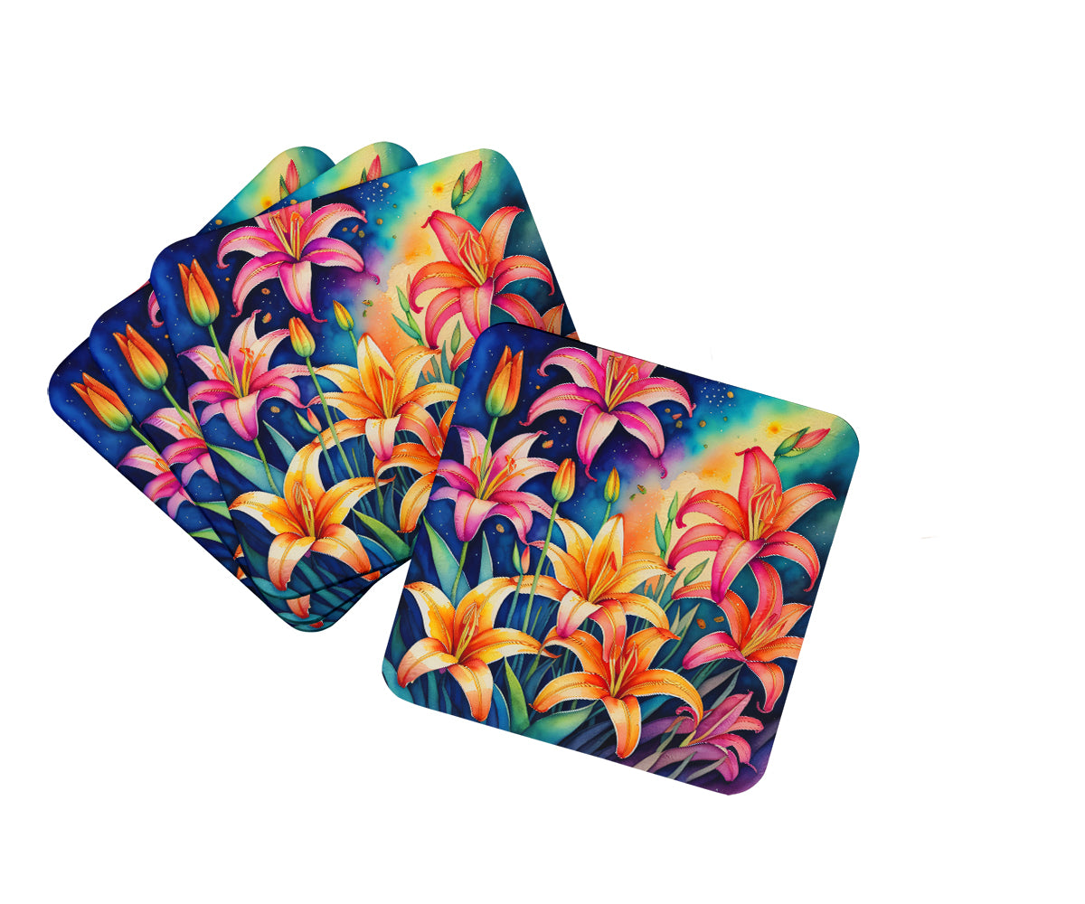 Buy this Colorful Lilies Foam Coaster Set of 4