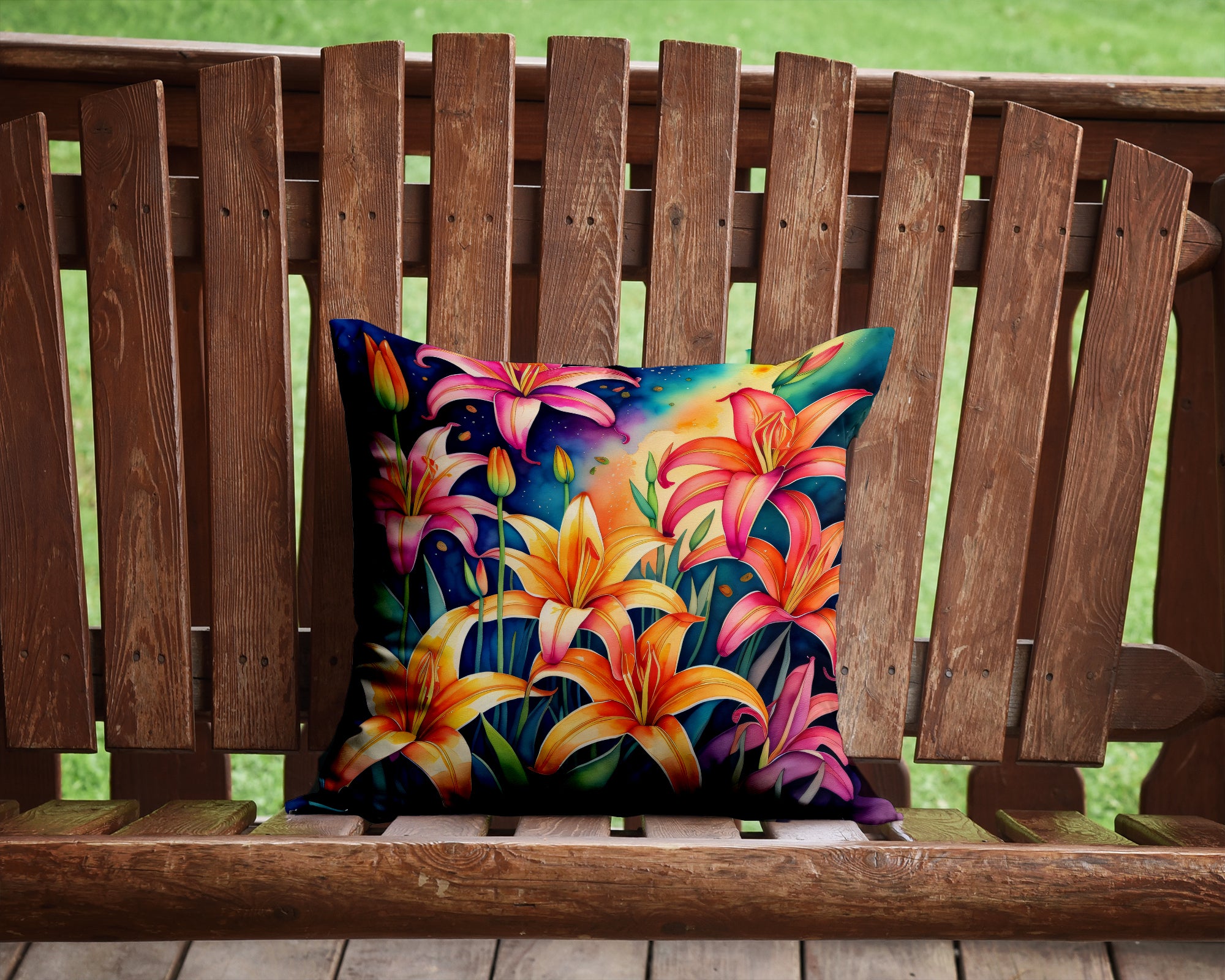 Colorful Lilies Fabric Decorative Pillow