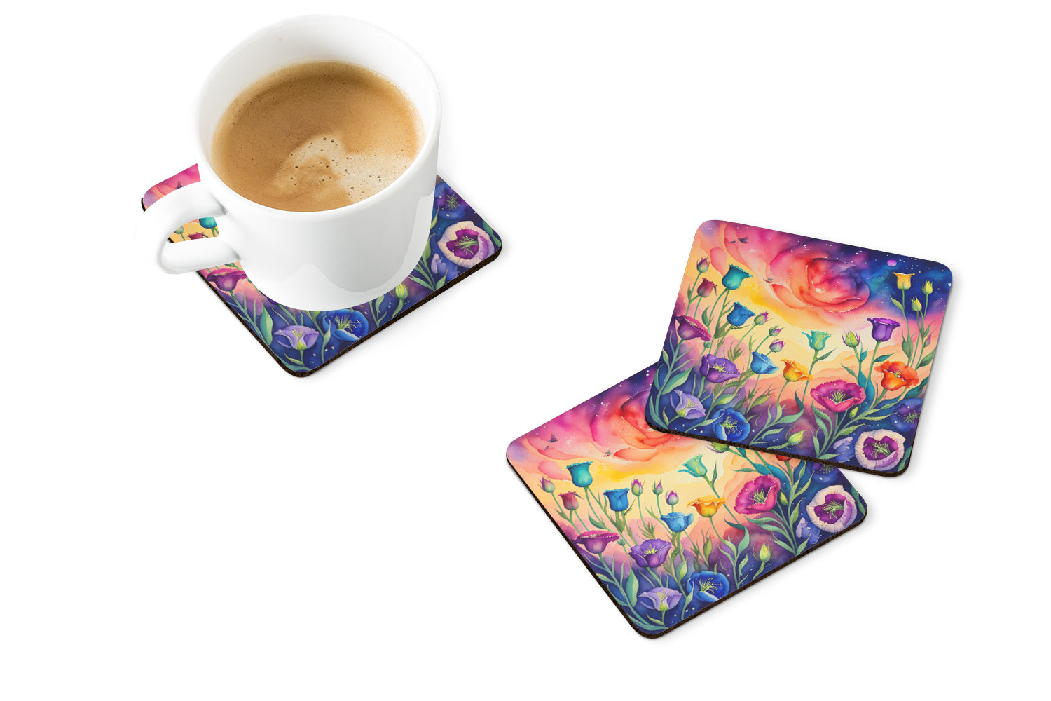 Colorful Lisianthus Foam Coaster Set of 4